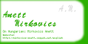 anett mirkovics business card